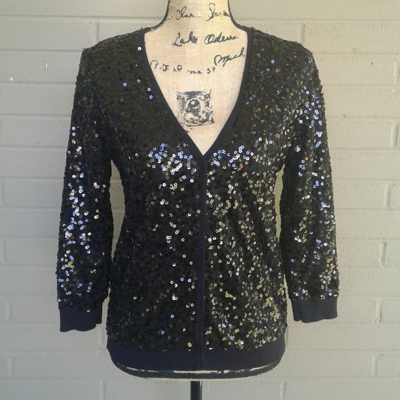 LC Lauren Conrad Sweaters - LC Lauren Conrad black sequin cardigan Medium